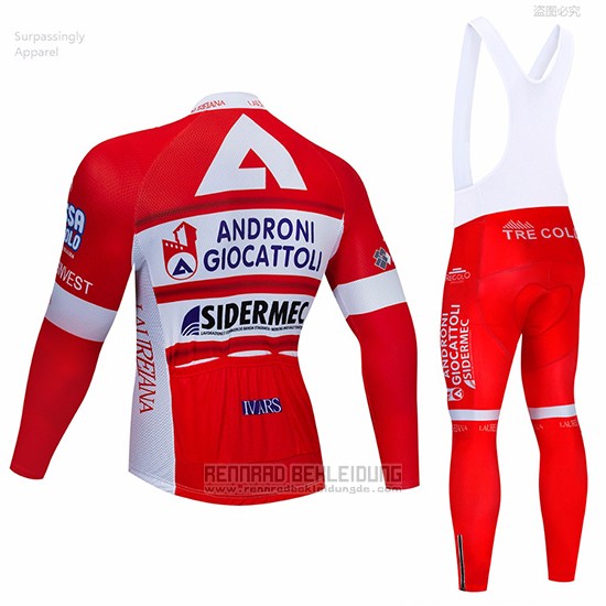 2019 Fahrradbekleidung Androni Giocattoli Rot Wei Trikot Langarm und Tragerhose